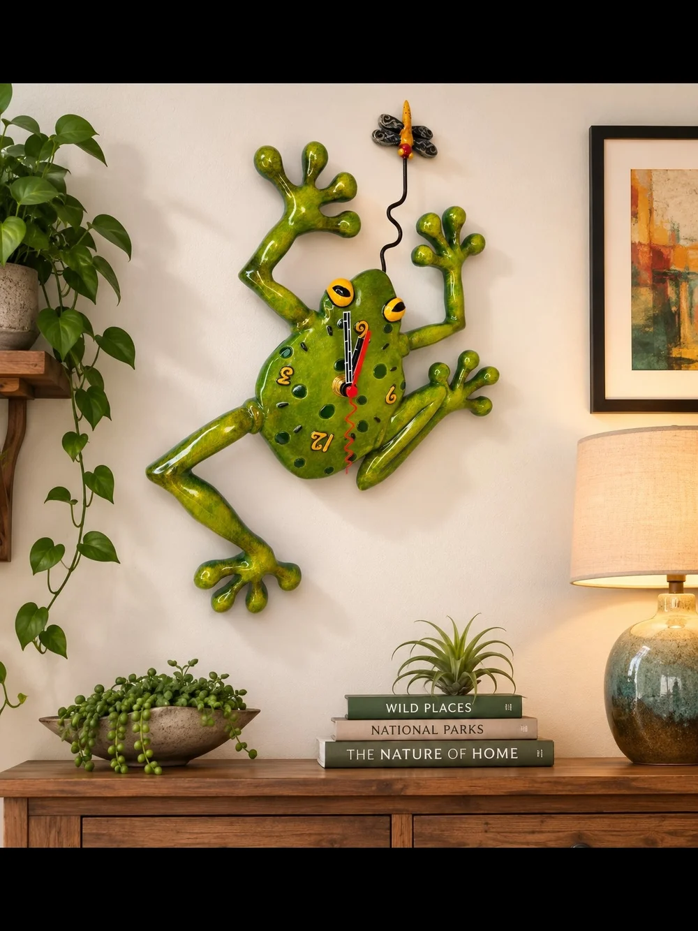 Whimsical Green Frog Wall Clock - Playful Home Accent